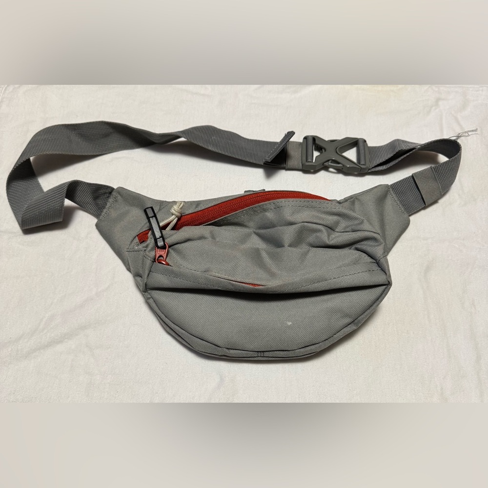 Gray and Red Men's Waist Bag